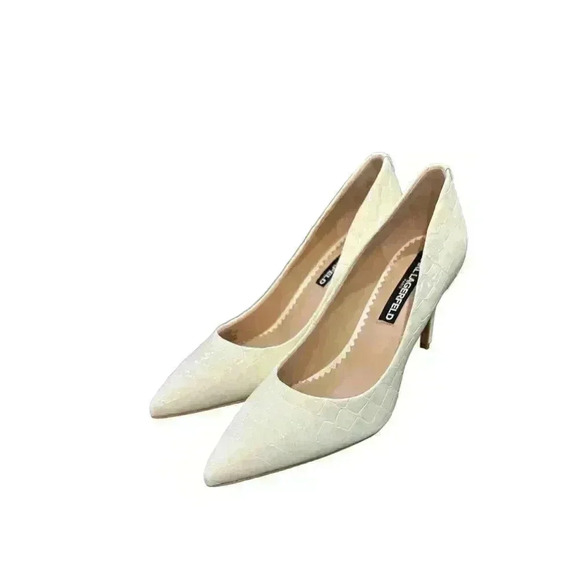 - Karl Langerfeld Paris Royale White Leather Reptile Print Heels in Size 6… - Picture 4 of 8